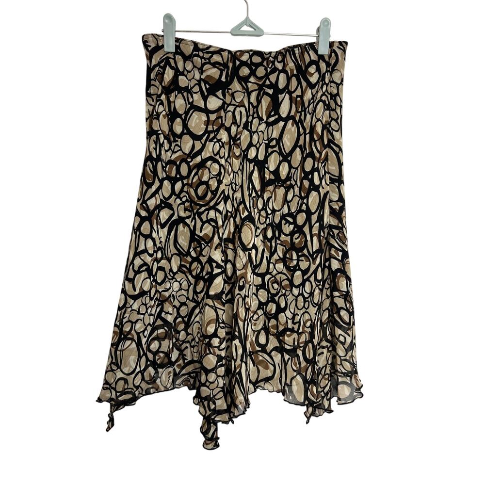 Iz Byer California, Brown Patterned Handkerchief Skirt, Small